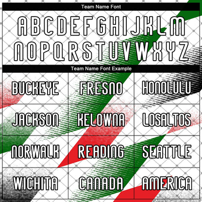 Custom White Black Red-Kelly Green Palestine Geometric Shape Sublimation Volleyball Uniform Jersey view 5