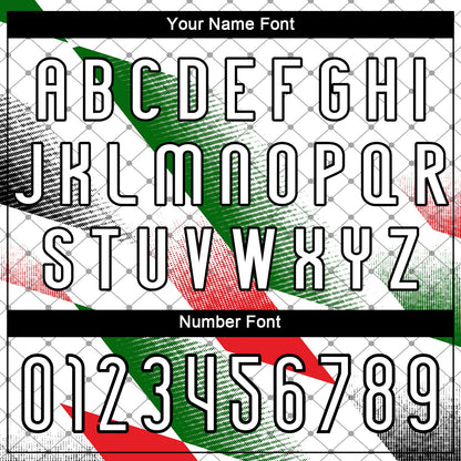 Custom White Black Red-Kelly Green Palestine Geometric Shape Sublimation Volleyball Uniform Jersey view 6