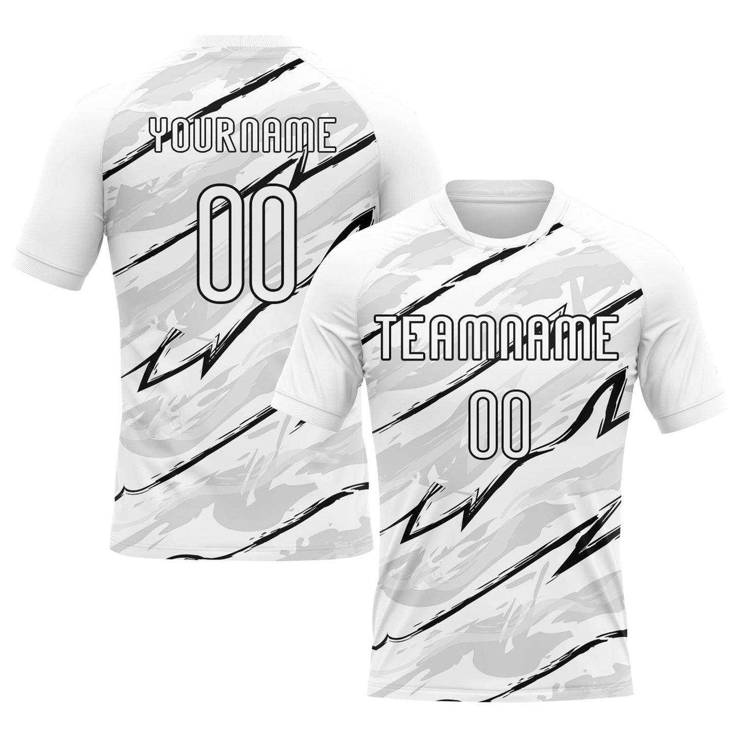 Custom White Black Abstract Brush Sublimation Volleyball Uniform Jersey - Main View
