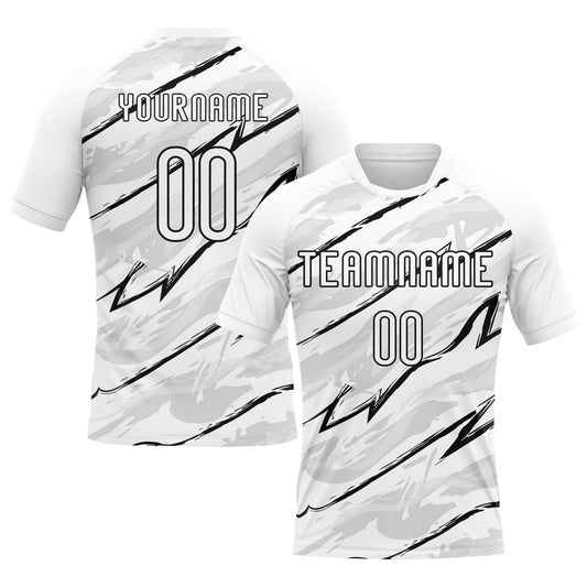 Custom White Black Abstract Brush Sublimation Volleyball Uniform Jersey - Main View