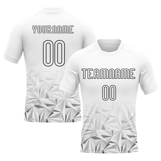 Custom White Black Geometric Shape Sublimation Volleyball Uniform Jersey - Main View