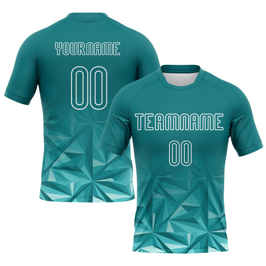 Custom Midnight Green White Geometric Shape Sublimation Volleyball Uniform Jersey - Main View
