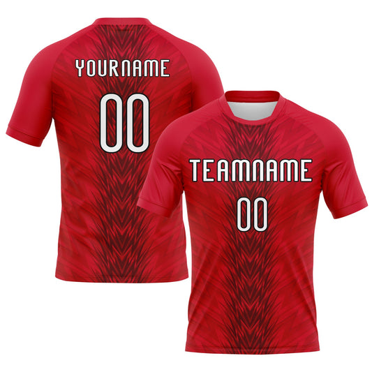Custom Red White-Black Arrow Shape Sublimation Volleyball Uniform Jersey - Main View