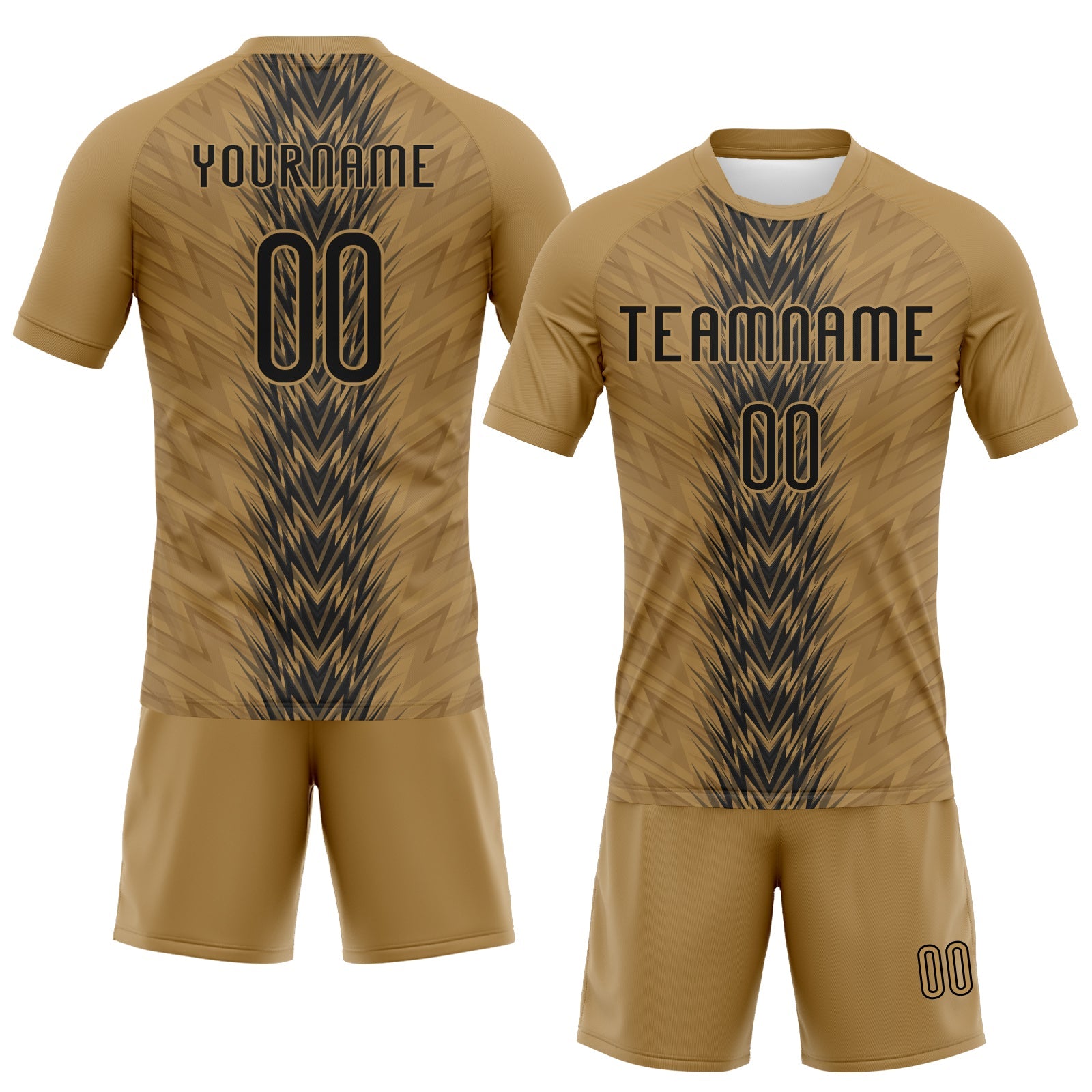 Custom Old Gold Black Arrow Shape Sublimation Volleyball Uniform Jersey view 2