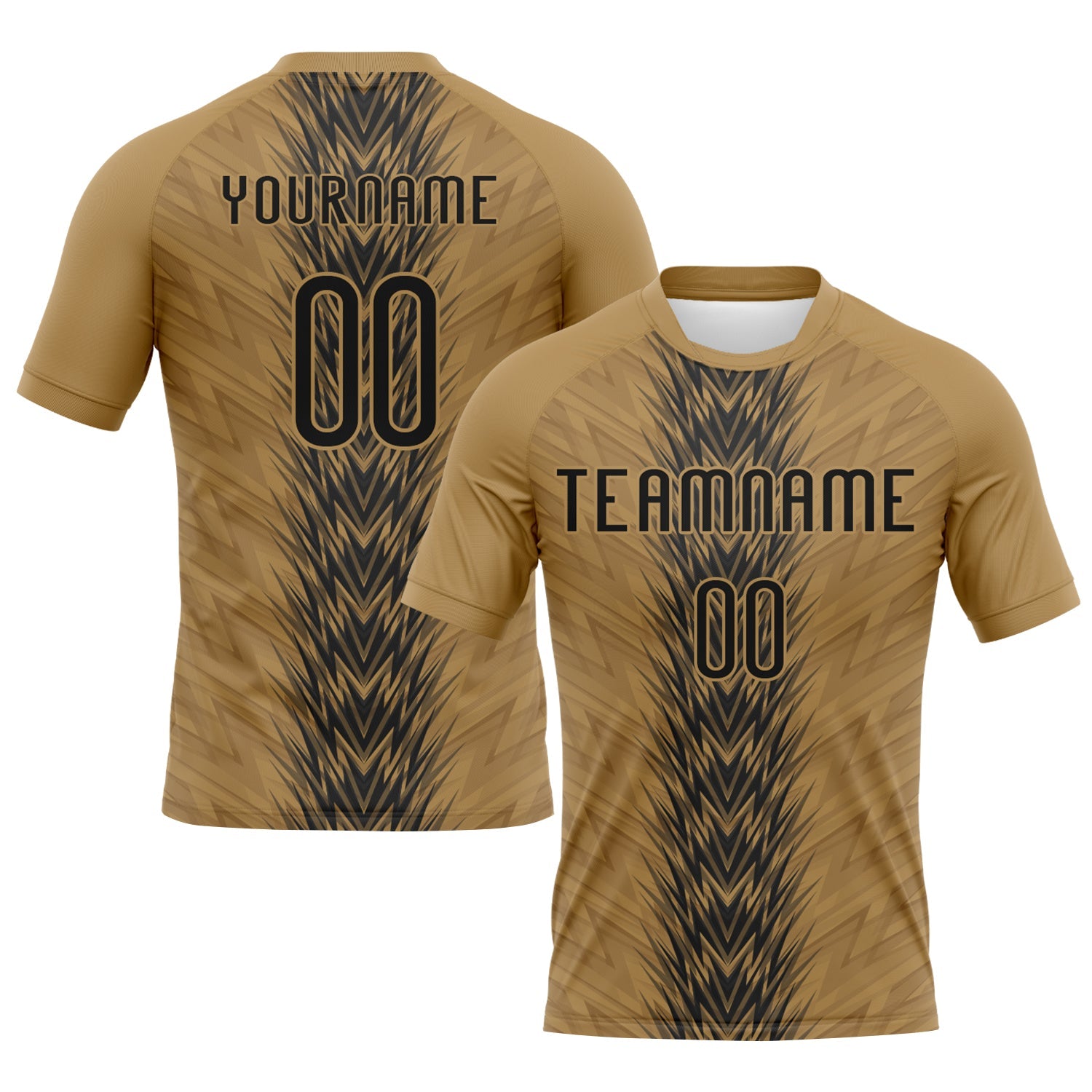 Custom Old Gold Black Arrow Shape Sublimation Volleyball Uniform Jersey - Main View