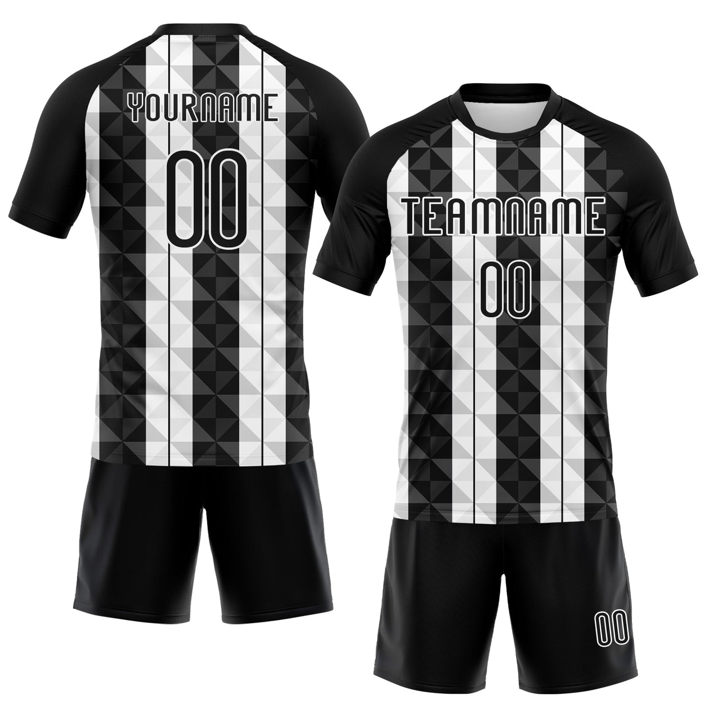 Custom Black White Geometric Shape Sublimation Volleyball Uniform Jersey view 2