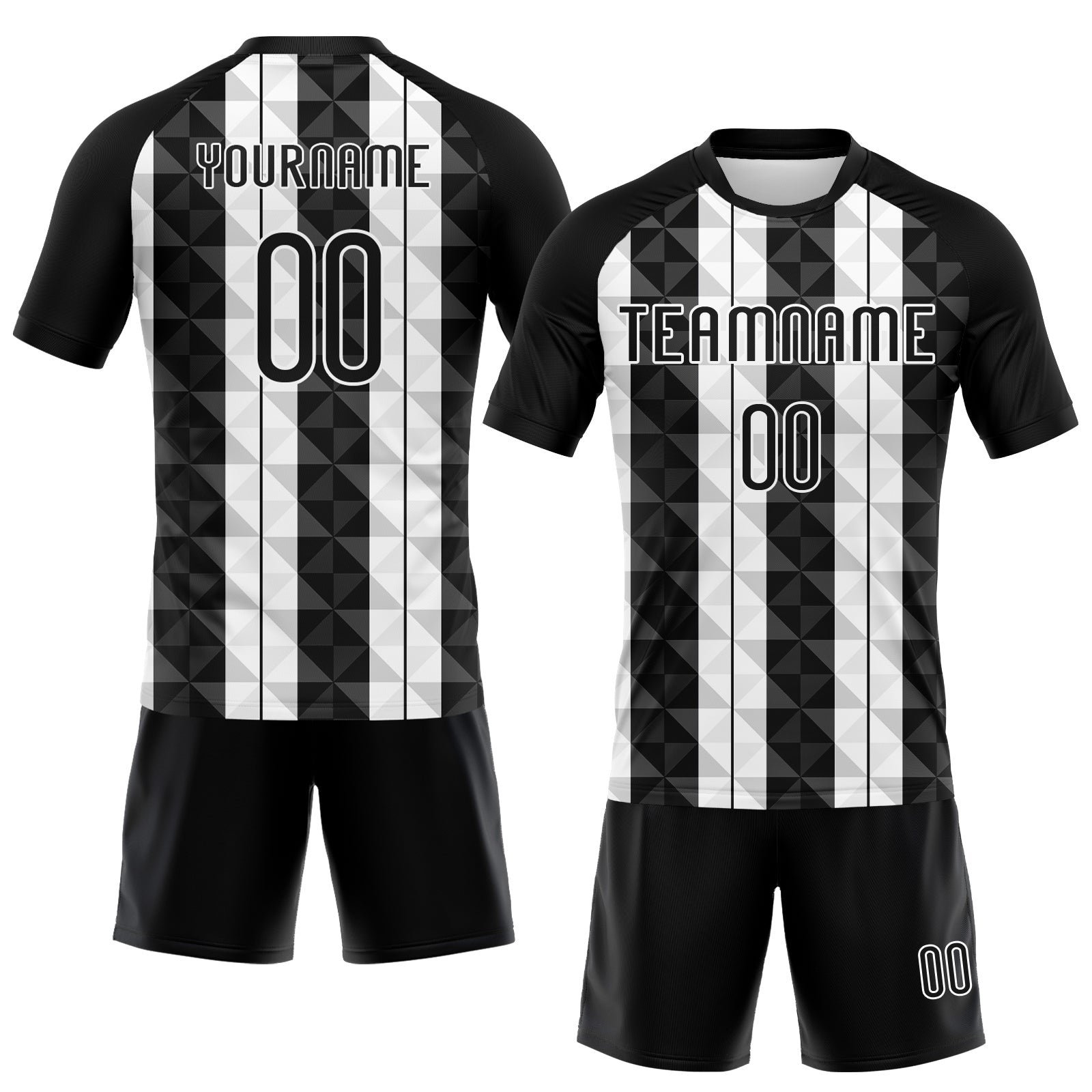 Custom Black White Geometric Shape Sublimation Volleyball Uniform Jersey view 2