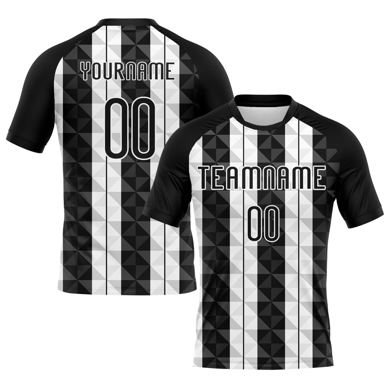 Custom Black White Geometric Shape Sublimation Volleyball Uniform Jersey - Main View