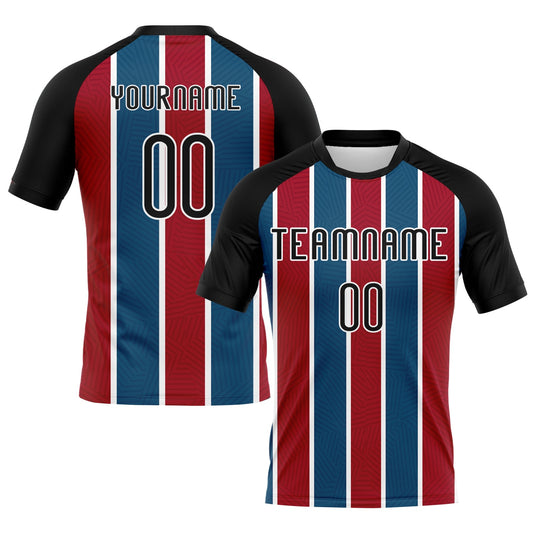 Custom Black Red-Royal Lines Sublimation Volleyball Uniform Jersey - Main View