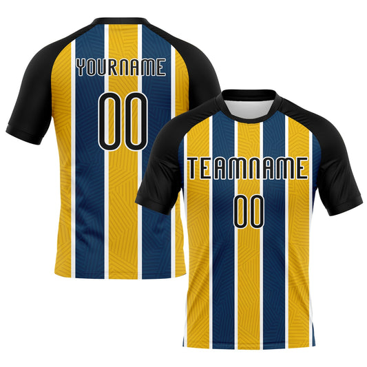 Custom Black Yellow-Royal Lines Sublimation Volleyball Uniform Jersey - Main View