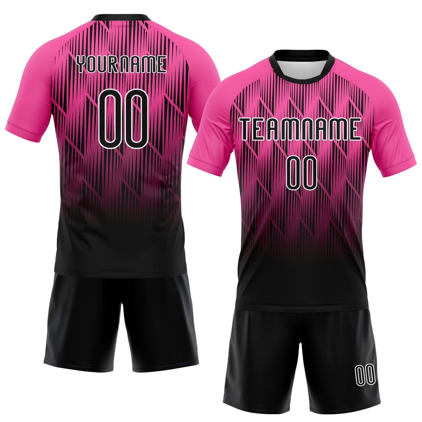 Custom Pink Black-White Lines Sublimation Volleyball Uniform Jersey view 2
