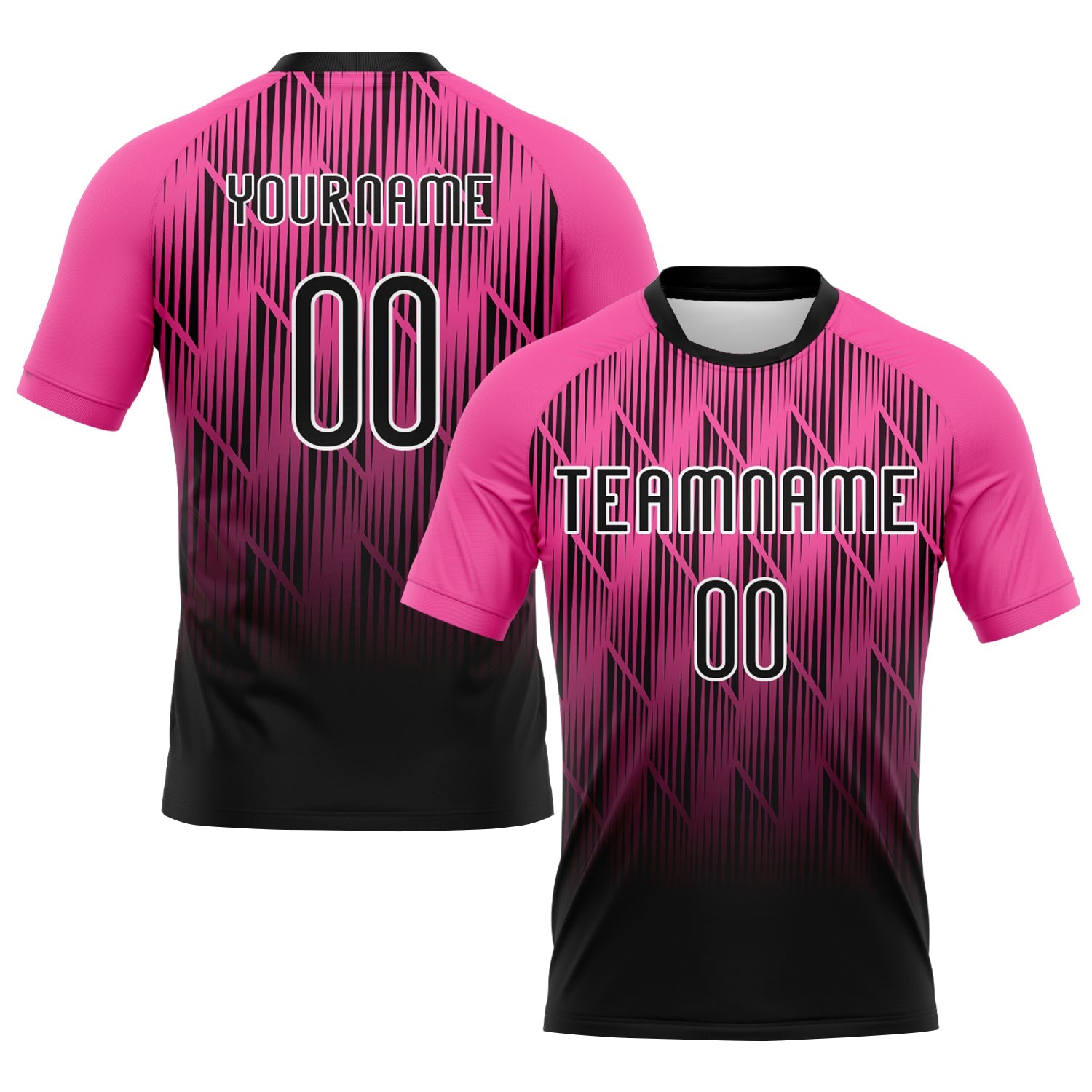 Custom Pink Black-White Lines Sublimation Volleyball Uniform Jersey - Main View