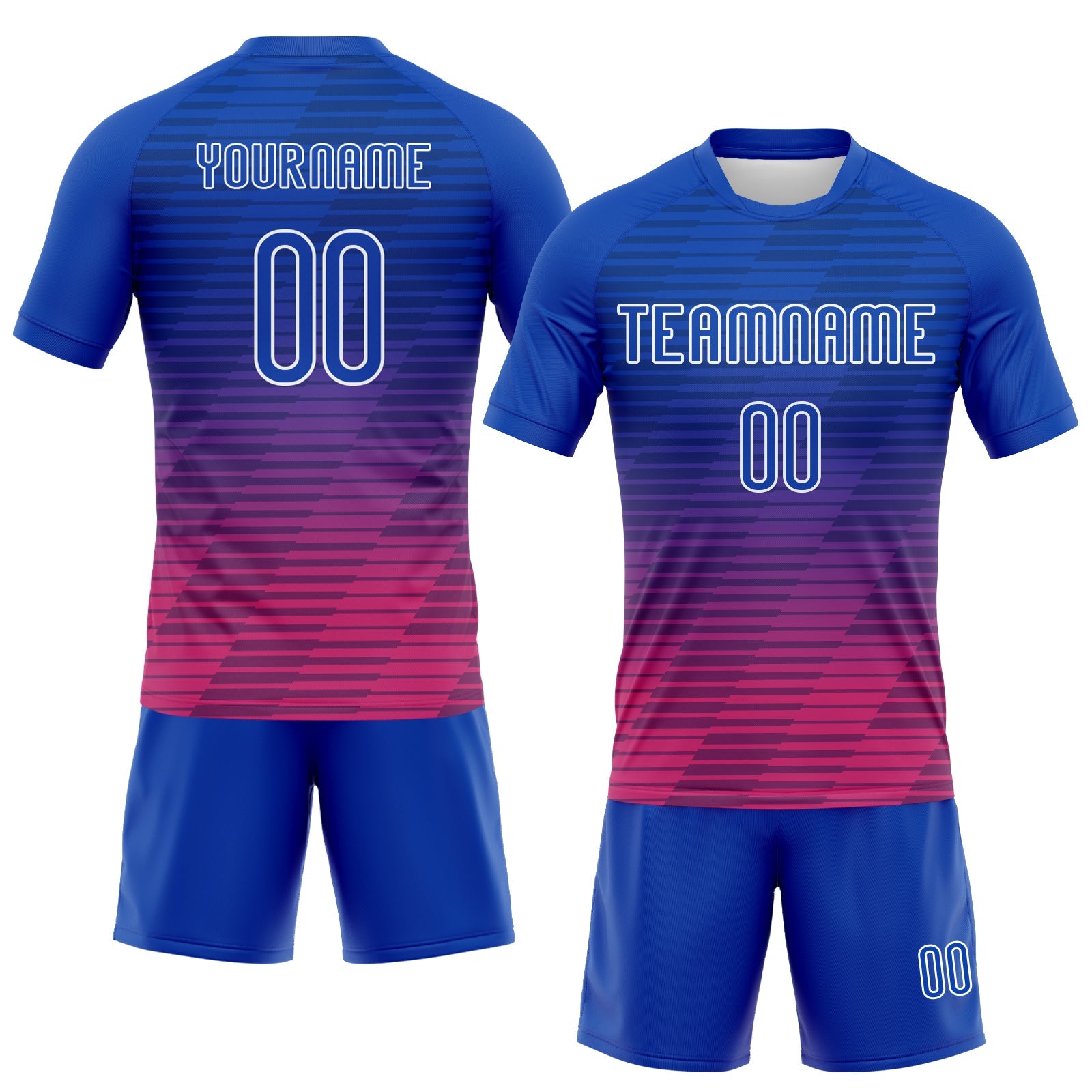 Custom Thunder Blue Pink-White Lines Sublimation Volleyball Uniform Jersey view 2