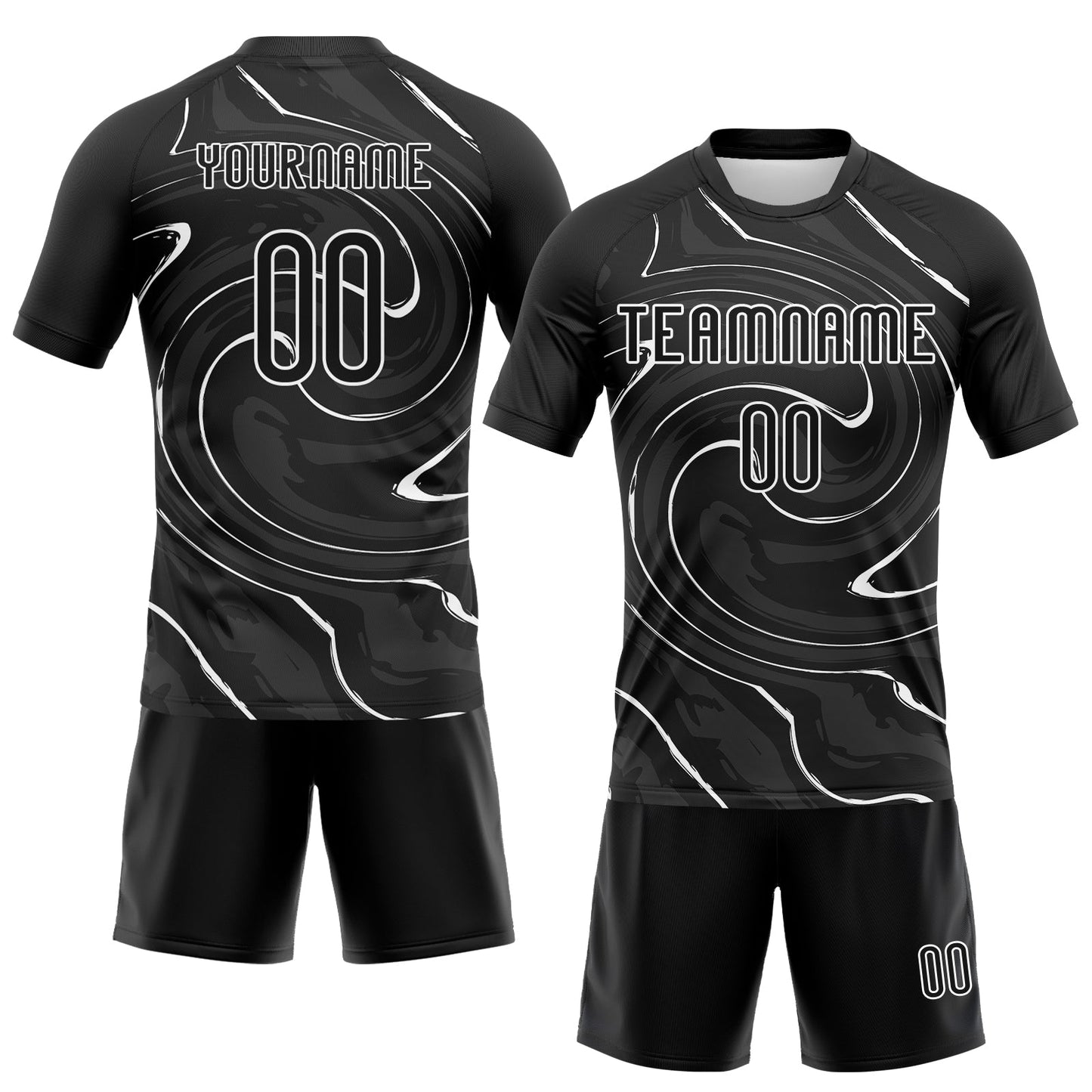 Custom Black White Liquid Fluid Sublimation Volleyball Uniform Jersey view 2