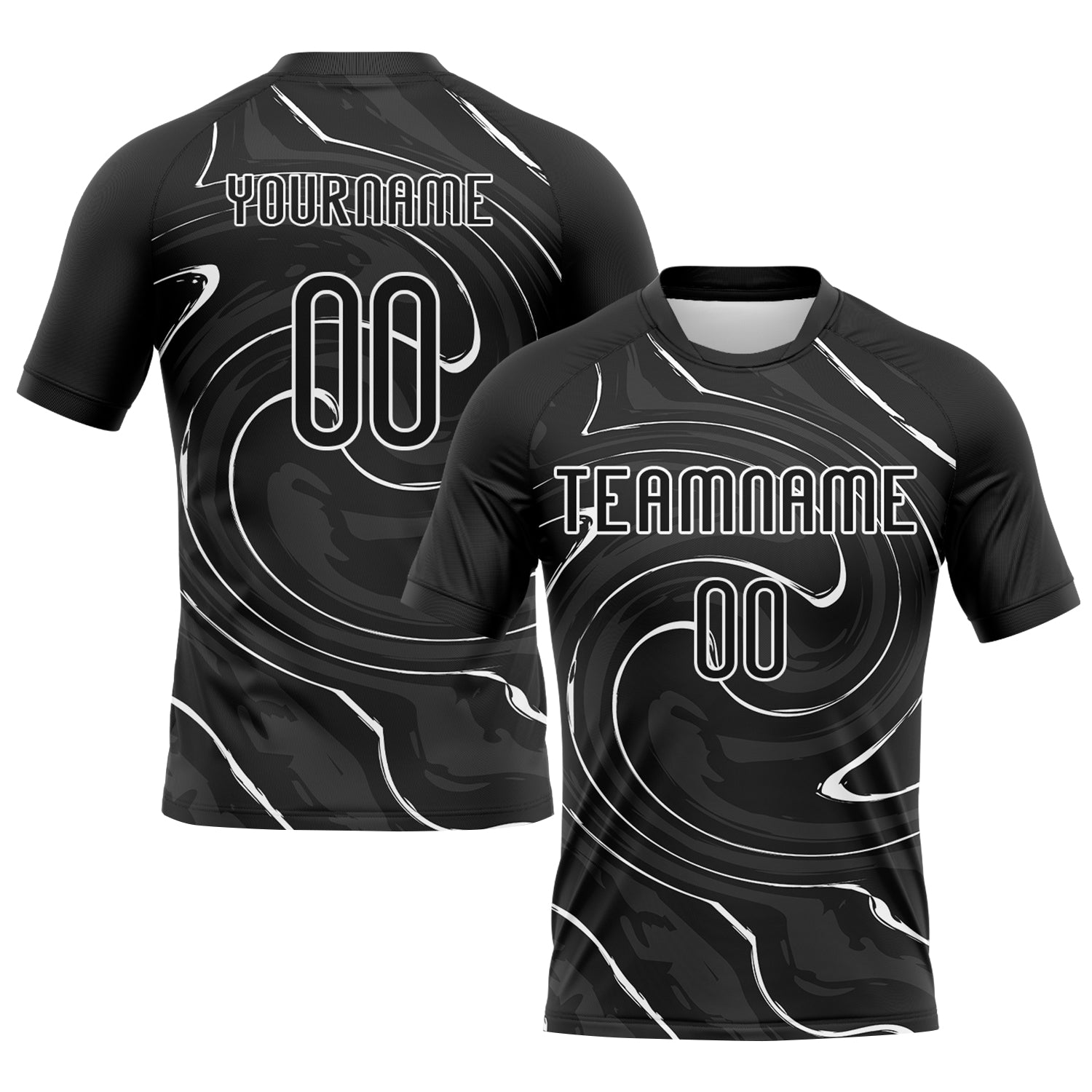 Custom Black White Liquid Fluid Sublimation Volleyball Uniform Jersey - Main View