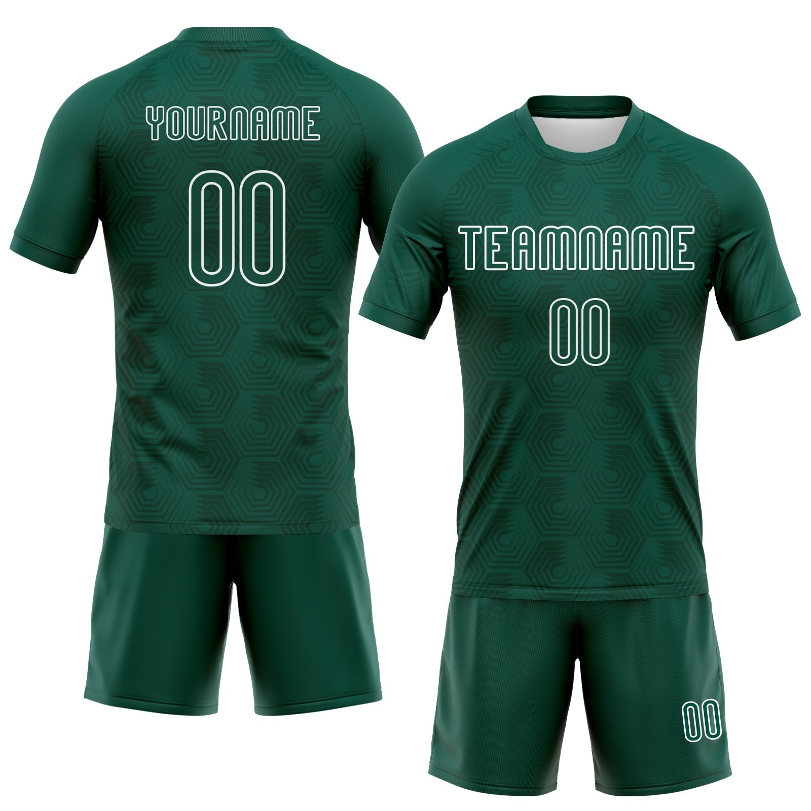 Custom Midnight Green White Geometric Shape Sublimation Volleyball Uniform Jersey view 2