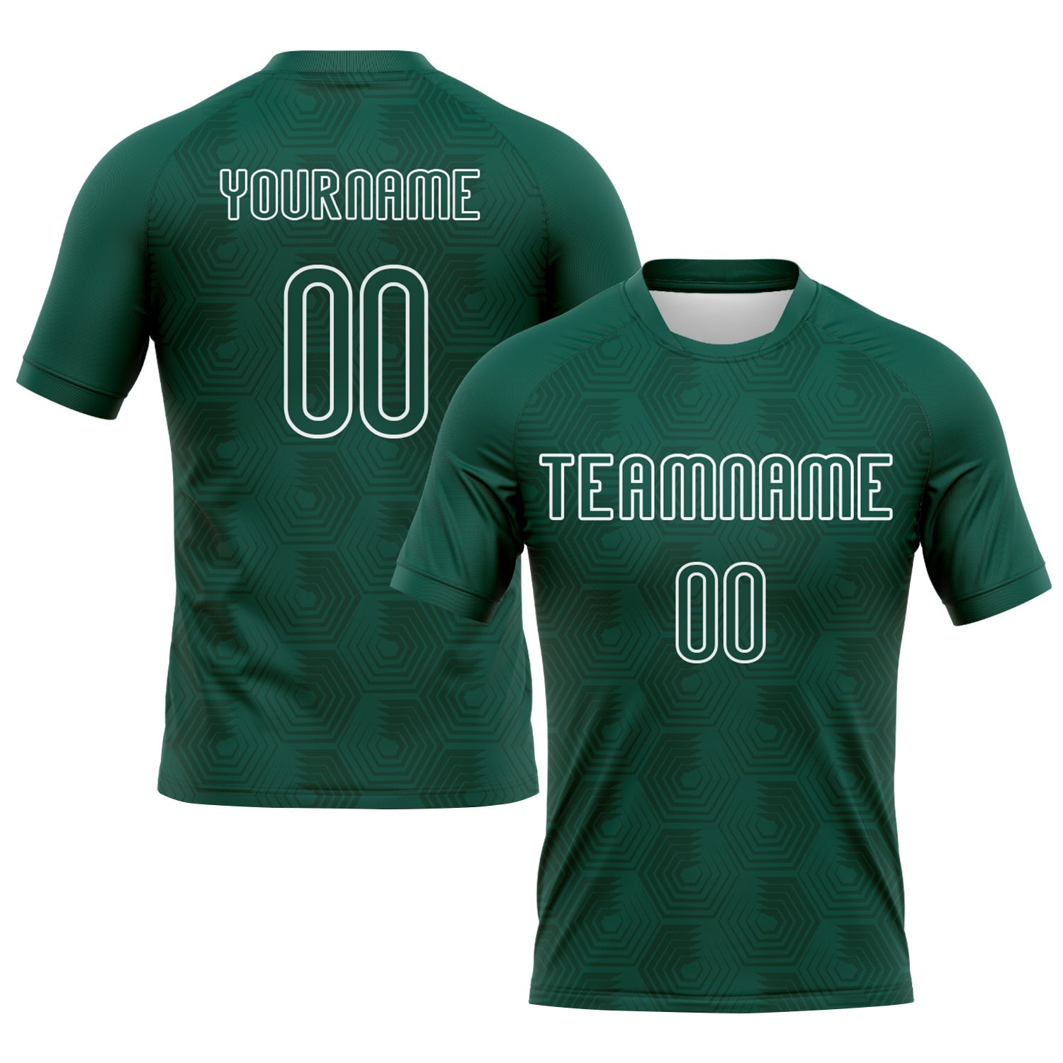 Custom Midnight Green White Geometric Shape Sublimation Volleyball Uniform Jersey - Main View