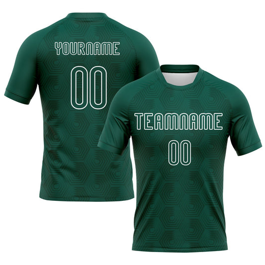 Custom Midnight Green White Geometric Shape Sublimation Volleyball Uniform Jersey - Main View