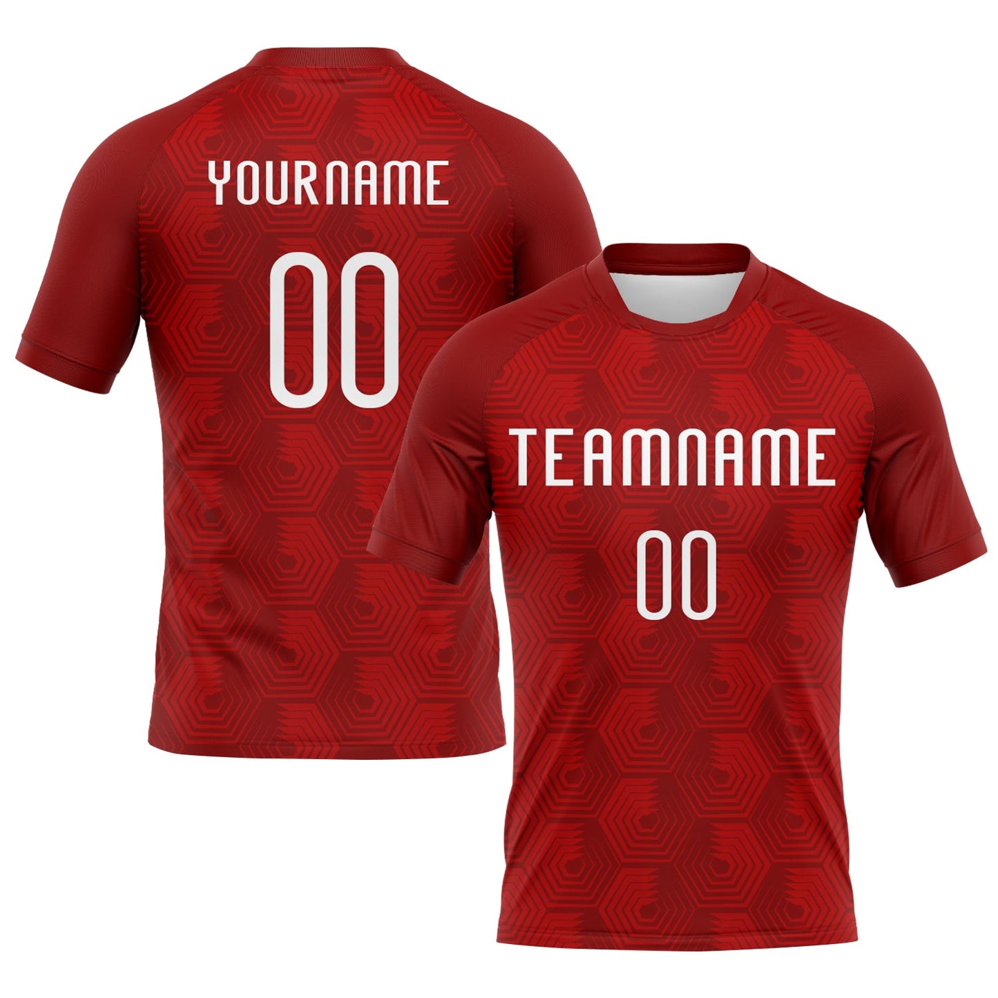 Custom Red White Geometric Shape Sublimation Volleyball Uniform Jersey - Main View