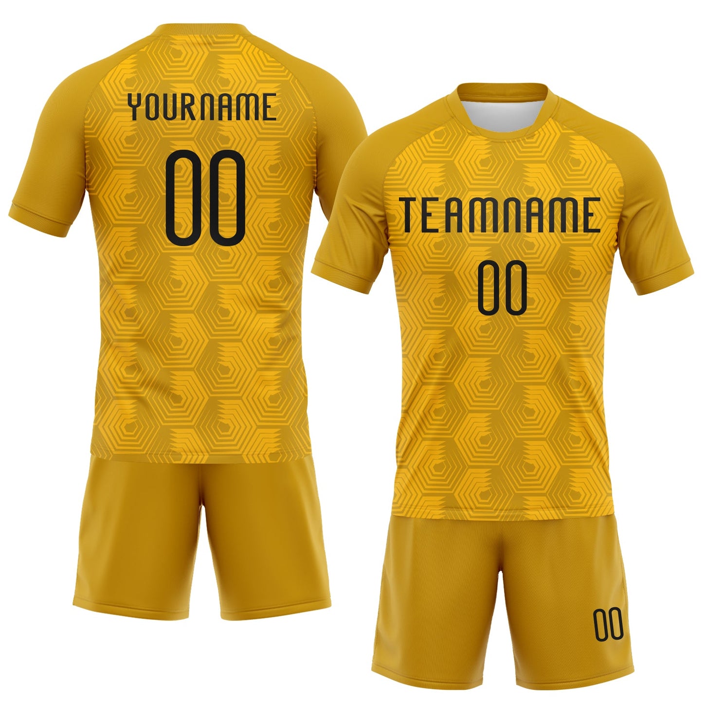 Custom Gold Black Geometric Shape Sublimation Volleyball Uniform Jersey view 2