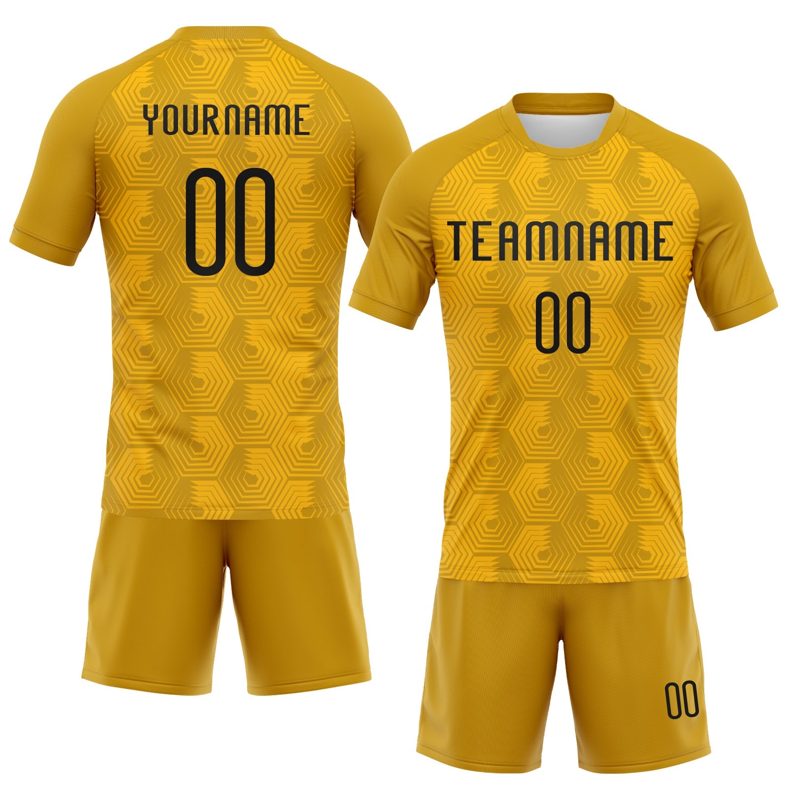 Custom Gold Black Geometric Shape Sublimation Volleyball Uniform Jersey view 2