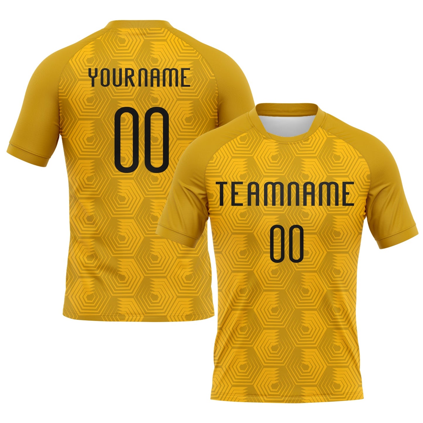 Custom Gold Black Geometric Shape Sublimation Volleyball Uniform Jersey - Main View