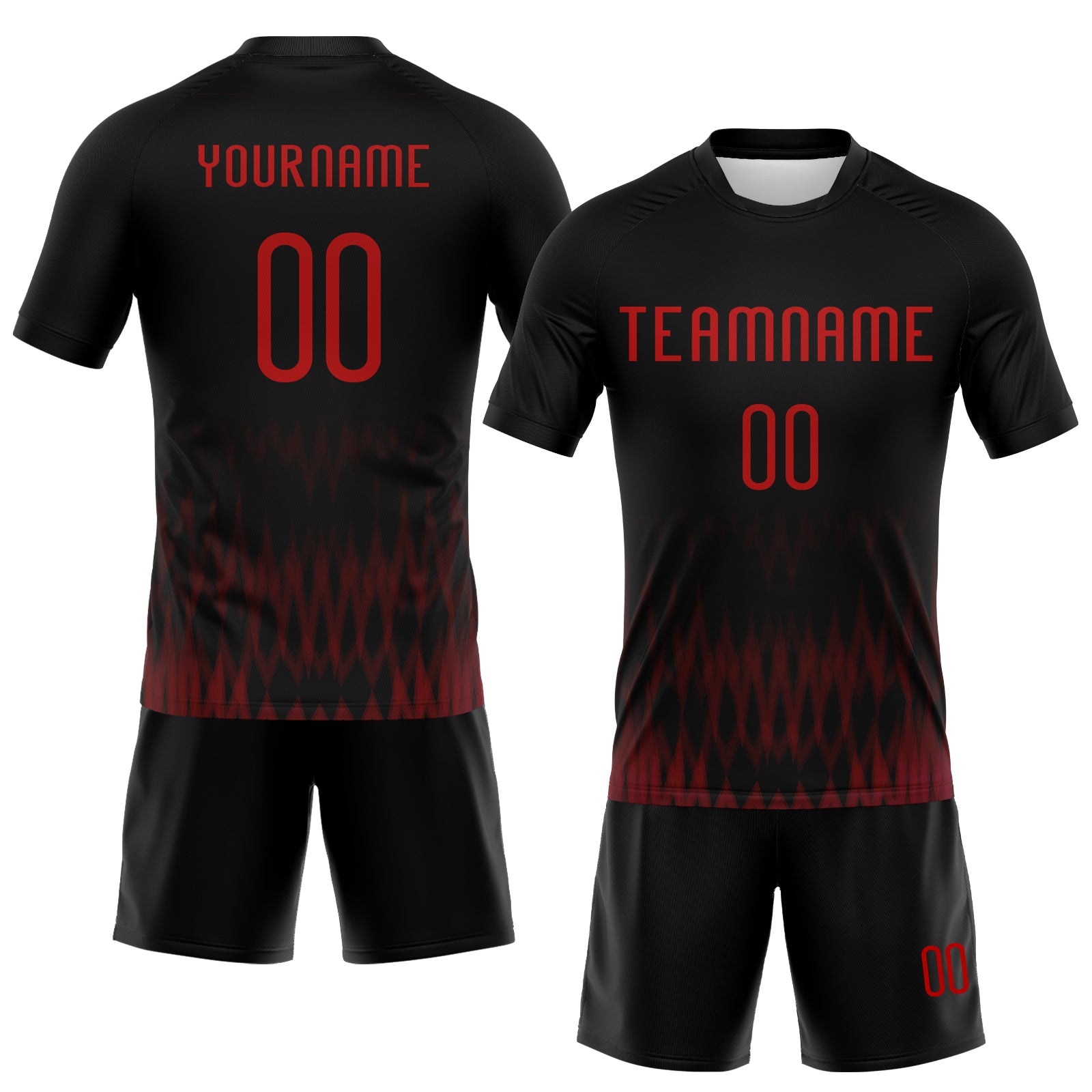 Custom Black Red Zigzag Sublimation Volleyball Uniform Jersey view 2