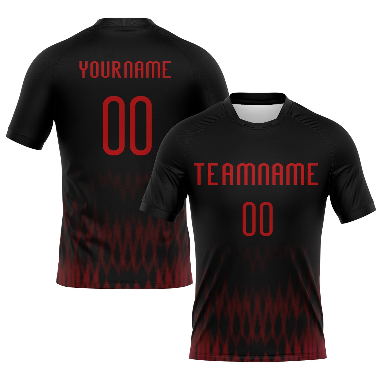 Custom Black Red Zigzag Sublimation Volleyball Uniform Jersey - Main View