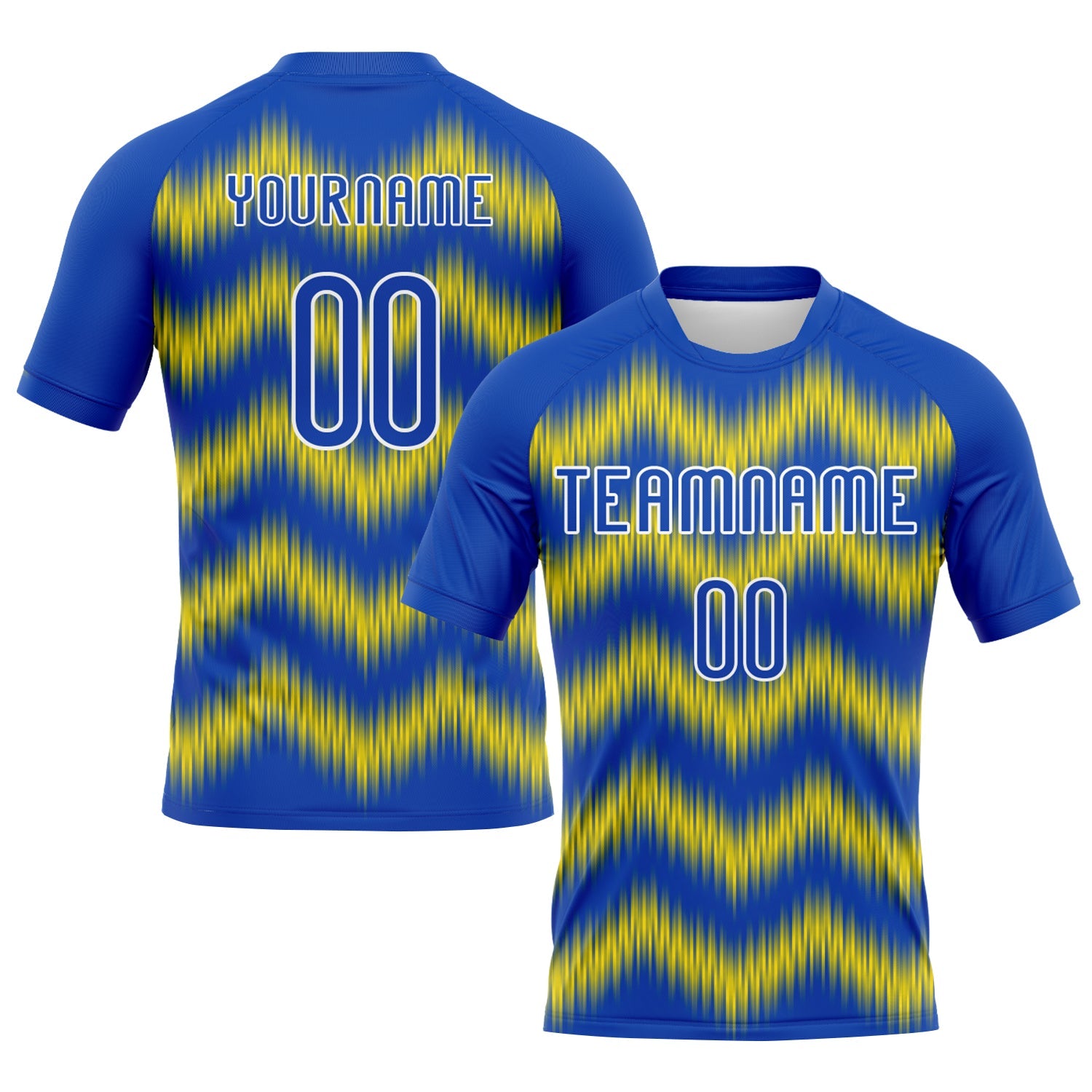 Custom Thunder Blue Gold-White Zigzag Sublimation Volleyball Uniform Jersey - Main View