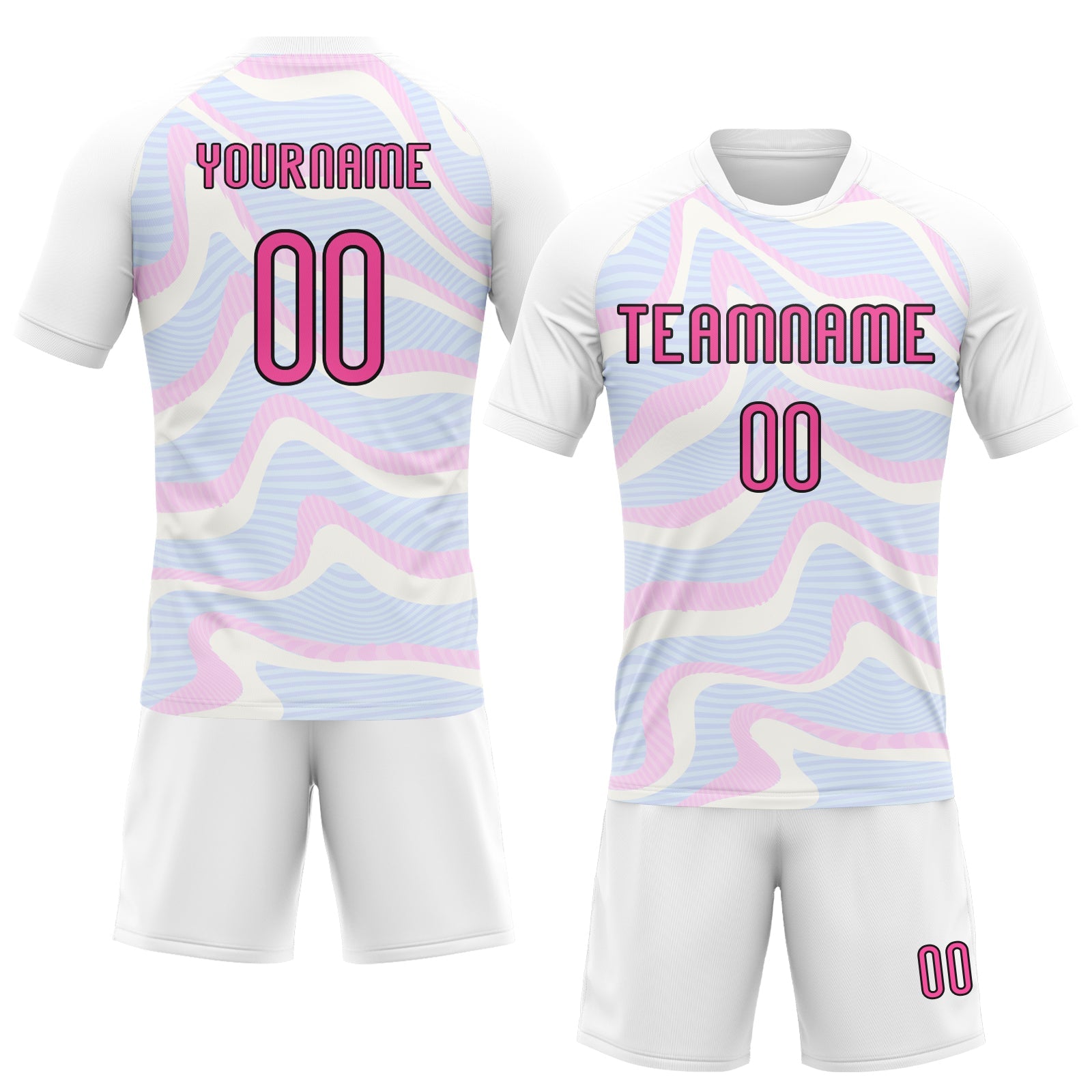 Custom White Pink-Black Liquid Fluid Sublimation Volleyball Uniform Jersey view 2