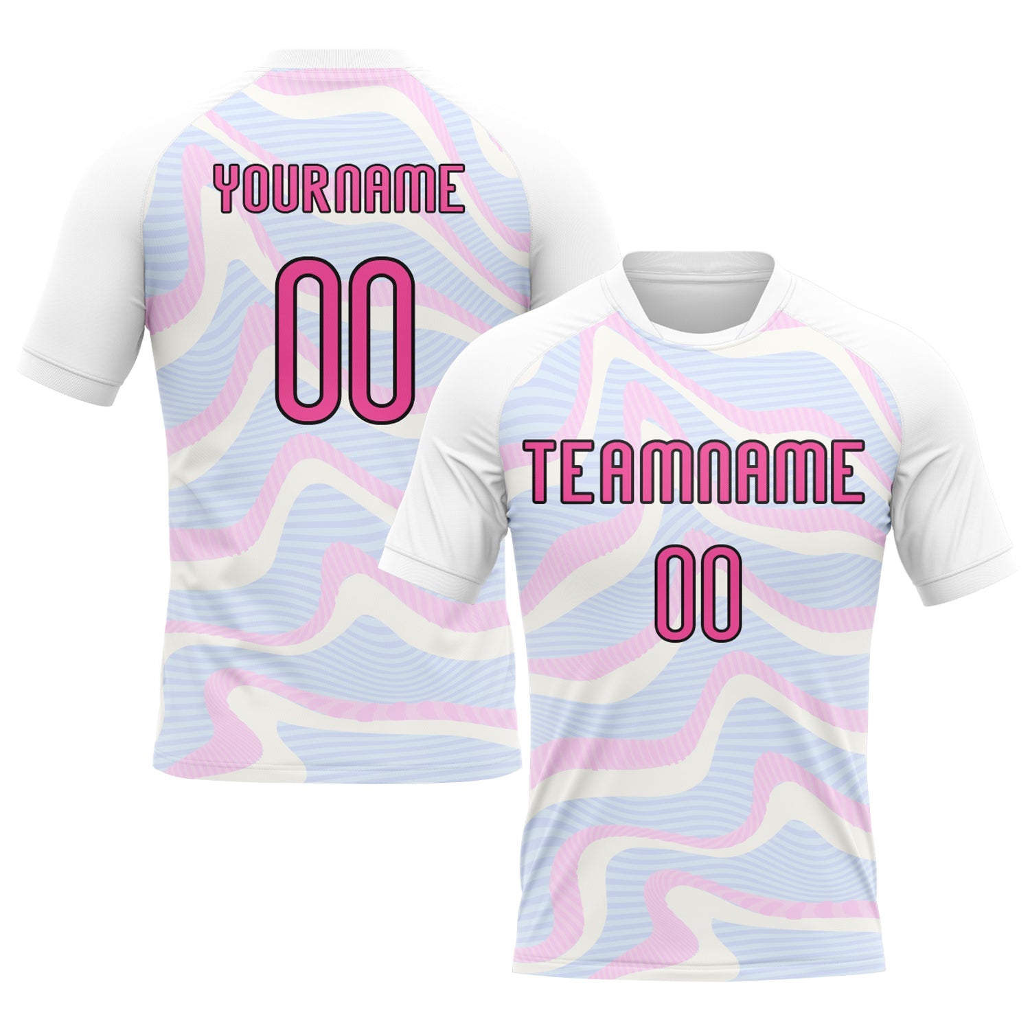 Custom White Pink-Black Liquid Fluid Sublimation Volleyball Uniform Jersey - Main View