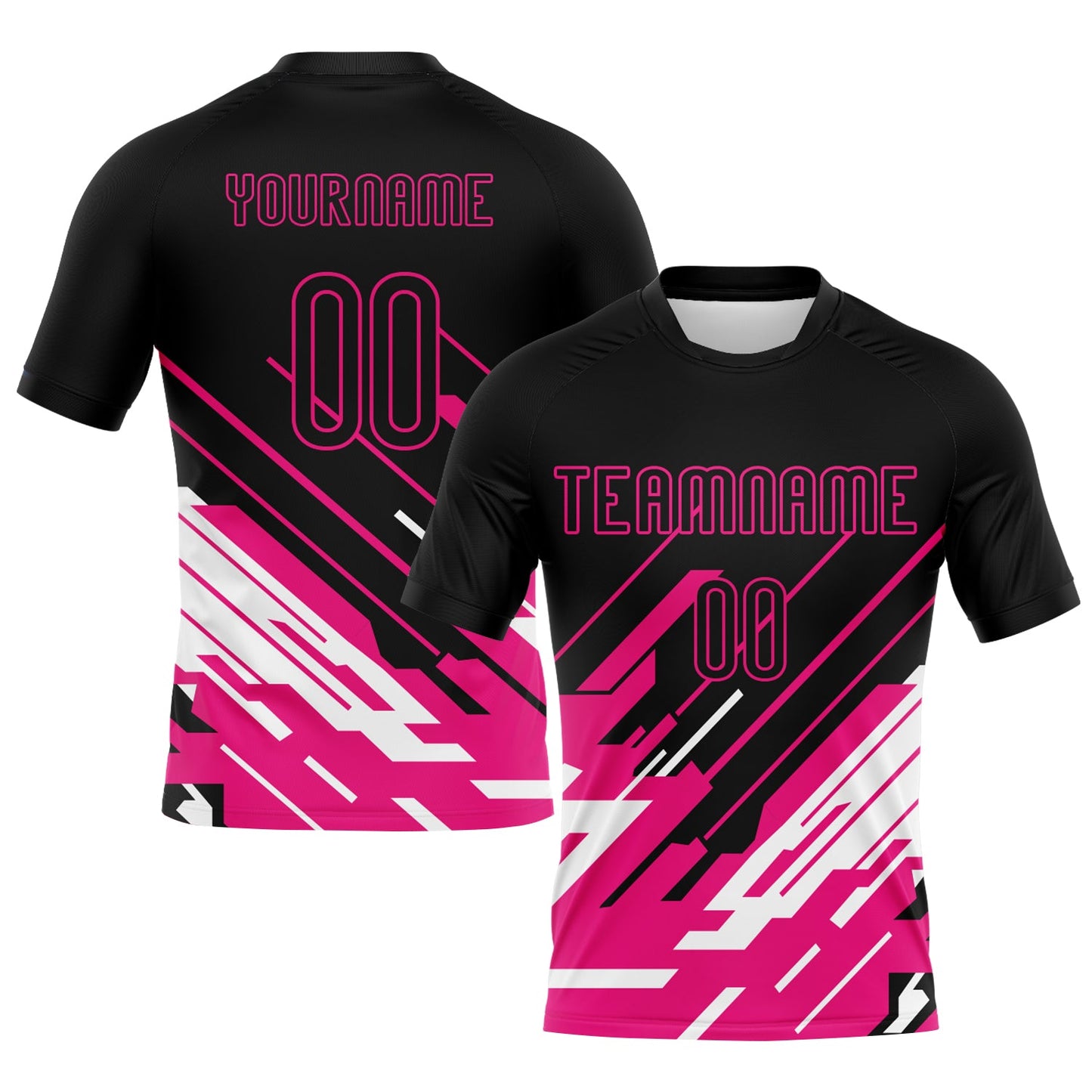 Custom Black Pink-White Lines Sublimation Volleyball Uniform Jersey - Main View