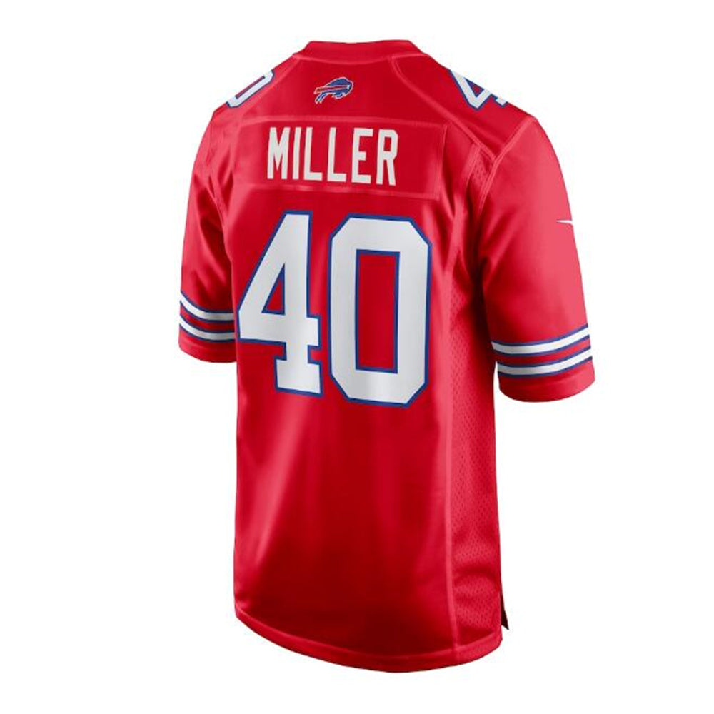 B.Bills #40 Von Miller Alternate Game Jersey - Red American Stitched Football Jerseys - Main View