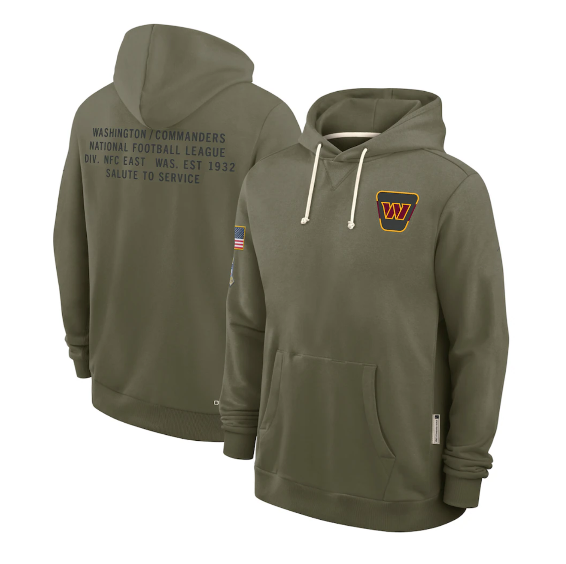 W.Commanders Olive 2025 Salute to Service Sideline Standard Issue Dri-FIT Hoodie Stitched American Football Jerseys - Main View