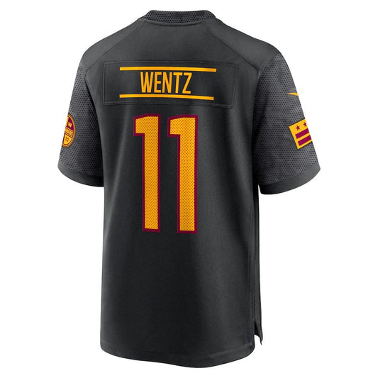 W.Commanders #11 Carson Wentz Black Alternate Game Player Jersey Stitched American Football Jerseys - Main View