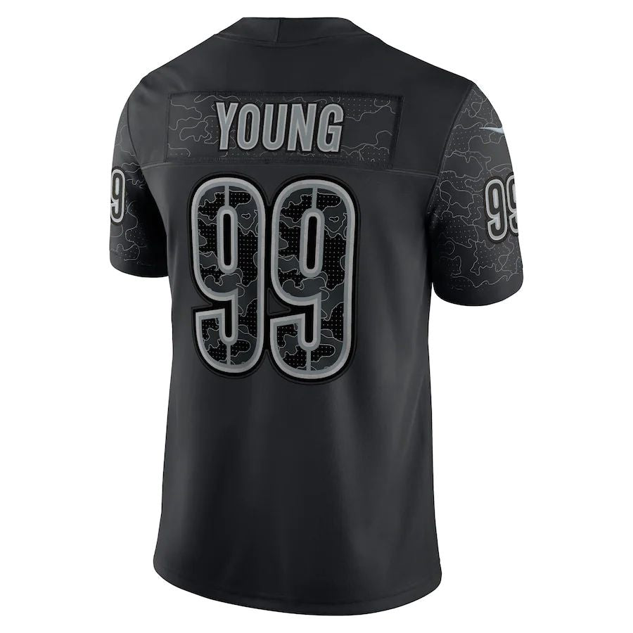 W.Commanders #99 Chase Young Black RFLCTV Limited Jersey Stitched American Football Jerseys - Main View