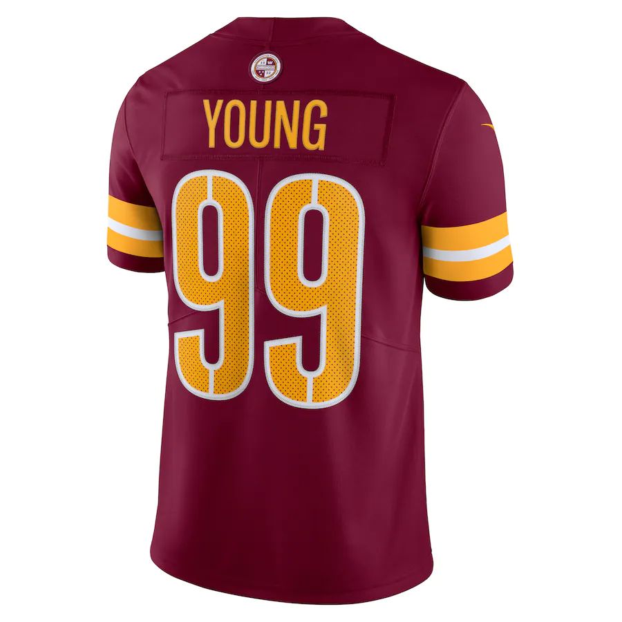 W.Commanders #99 Chase Young Burgundy Vapor Limited Jersey Stitched American Football Jerseys - Main View