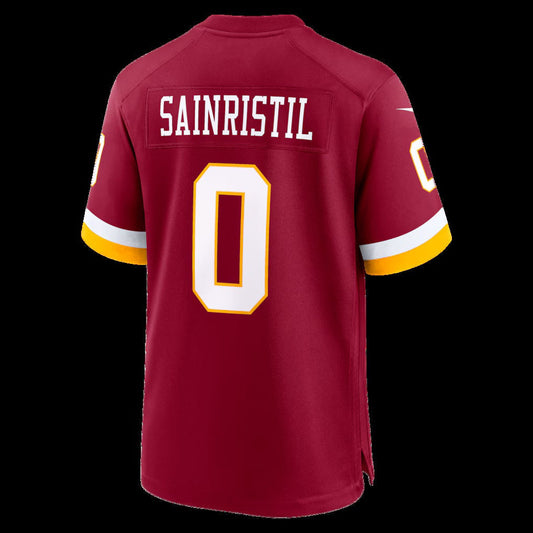 W.Commanders #0 Mike Sainristil Burgundy Game Stitched Football American Jersey - Main View