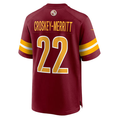 W.Commanders #22 Jacory Croskey-Merritt Burgundy Team Game Stitched American Football Jerseys - Main View