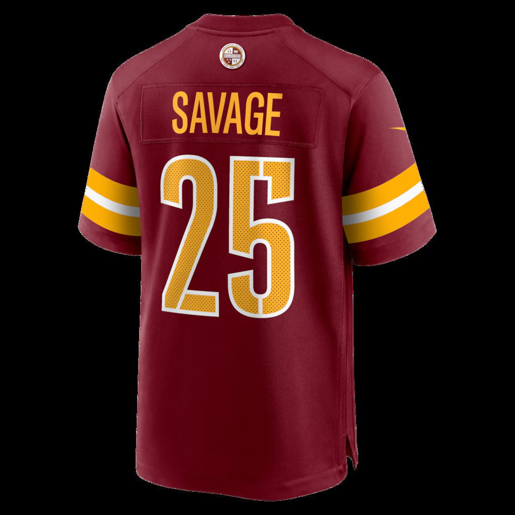 W.Commanders #25 Darnell Savage Burgundy Team Game Stitched American Football Jerseys - Main View
