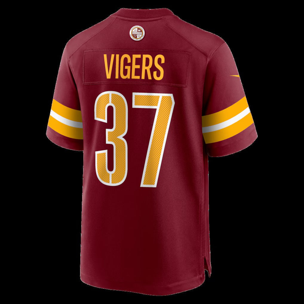 W.Commanders #37 Car'lin Vigers Burgundy Team Game Stitched American Football Jerseys - Main View