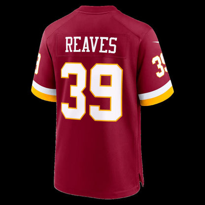 W.Commanders #39 Jeremy Reaves Burgundy Game Stitched Football American Jersey - Main View