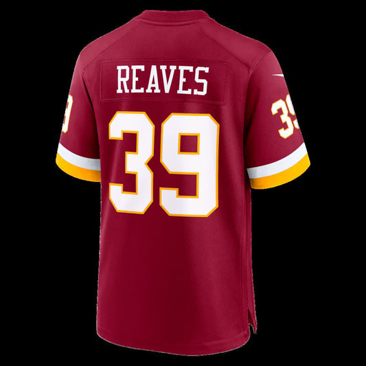 W.Commanders #39 Jeremy Reaves Burgundy Game Stitched Football American Jersey - Main View
