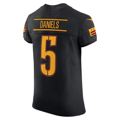 W.Commanders #5 Jayden Daniels Black Alternate Vapor F.U.S.E. Elite Stitched American Football Jerseys - Main View