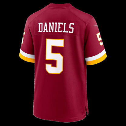 W.Commanders #5 Jayden Daniels Burgundy Game Stitched Football American Jersey - Main View