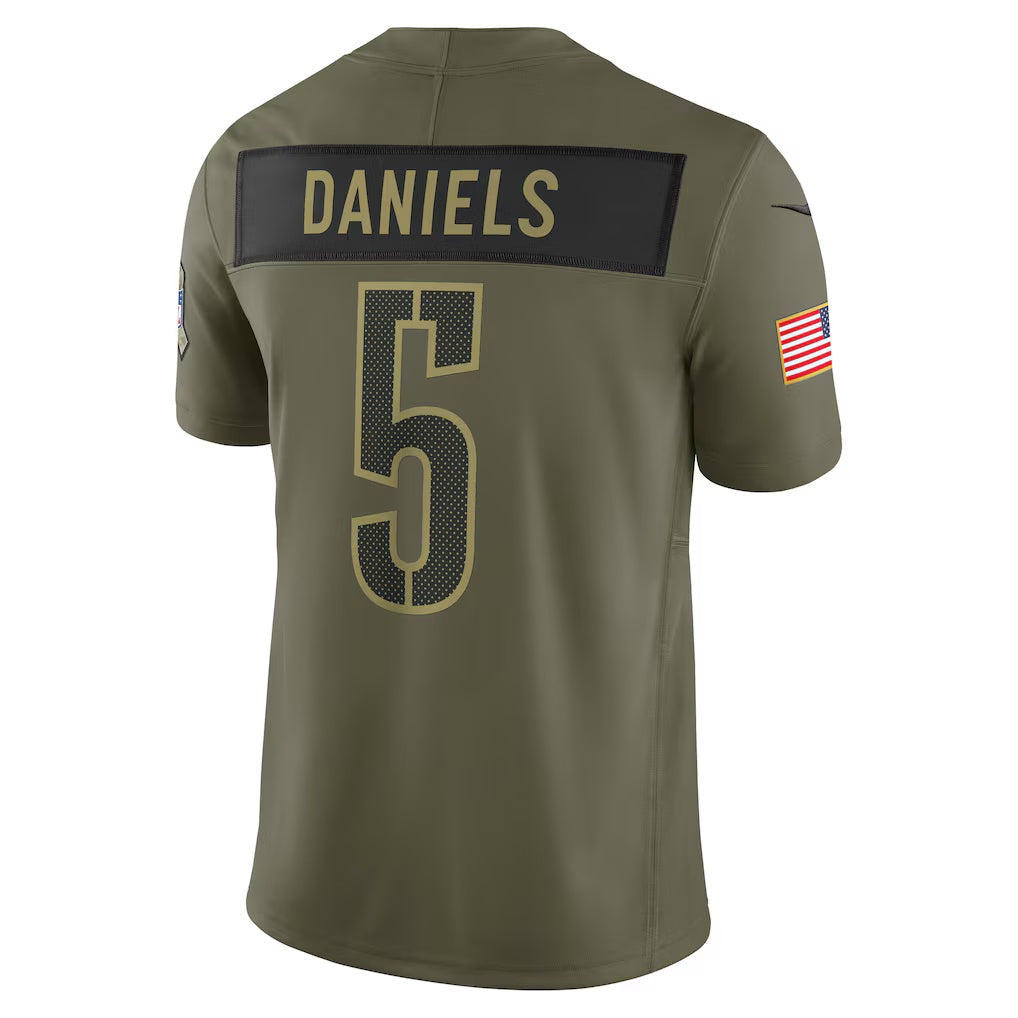 W.Commanders #5 Jayden Daniels Olive 2025 Salute to Service Limited Stitched American Football Jerseys - Main View