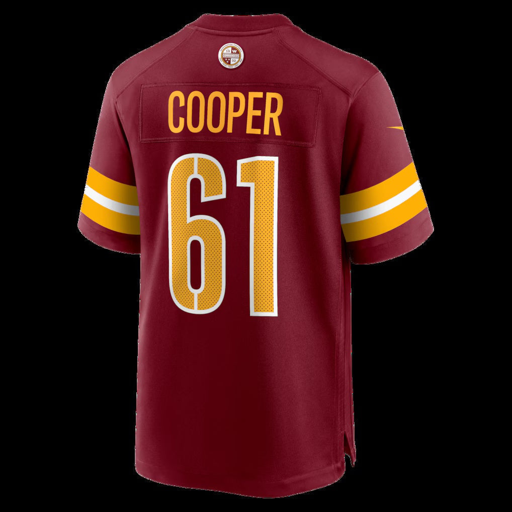 W.Commanders #61 Tyler Cooper Burgundy Team Game Stitched American Football Jerseys - Main View