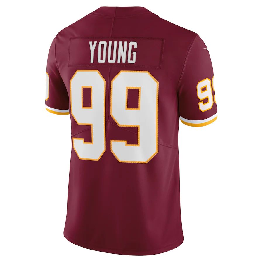 W.Football Team #99 Chase Young Burgundy Vapor Limited Jersey Stitched American Football Jerseys - Main View