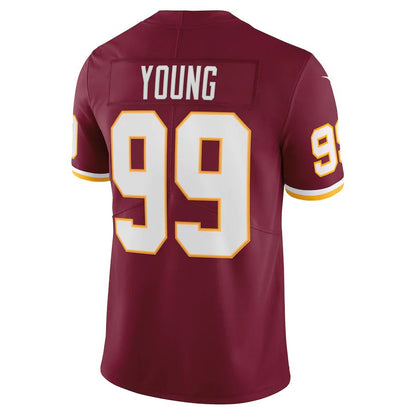 W.Football Team #99 Chase Young Burgundy Vapor Limited Jersey Stitched American Football Jerseys - Main View