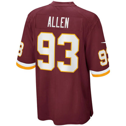 W.Football Team #93 Jonathan Allen Burgundy Home Game Jersey Stitched American Football Jerseys - Main View